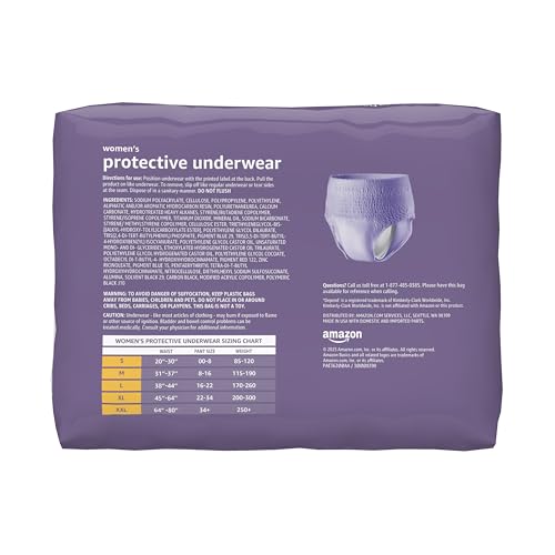 Amazon Basics Incontinence Underwear for Women, Protective, Disposable, Postpartum, Maximum Absorbency, Medium, Lavender, ...