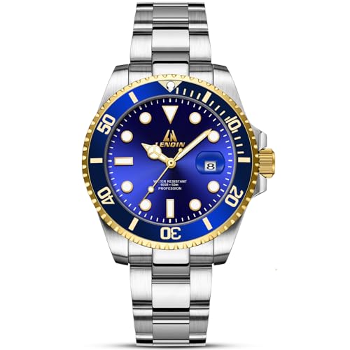 LN LENQIN Mens Watches Stainless Steel Waterproof Analog Quartz Watch for Men with Date Luminous Fashion Wristwatch