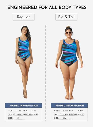 Aleumdr Womens Color Block Print One Piece Swimsuits Athletic Training Swimwear Bathing Suits