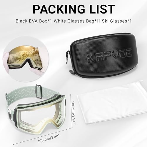 KAPVOE Ski Goggles Photochromic & Color - Anti-fog UV400 Protection Magnetic Lenses OTG Helmet Compatible for Men Women K721