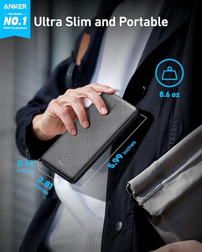 Anker Power Bank(PowerCore 10K), Compact Travel-Ready 10,000mAh Battery Pack with PowerIQ Charging Technology, 5V/3A High-...