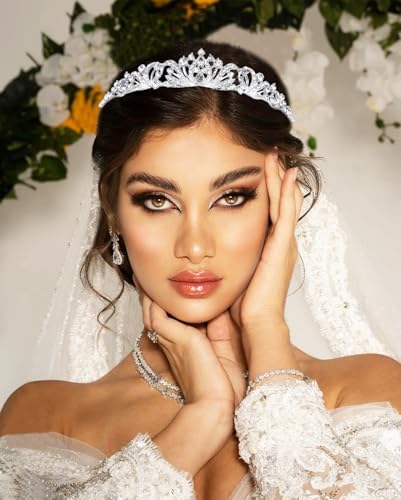 TOBATOBA Silver Tiara Crowns for Women Girls Wedding Tiara Princess Tiara for Wedding Prom Quinceanera Birthday Crown Hall...