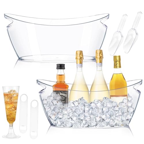 2Pcs Ice Bucket, 5.5L Clear Acrylic Champagne Bucket, Large Ice Buckets for Parties, Champagne Beverage Tubs, Mimosa Bar S...