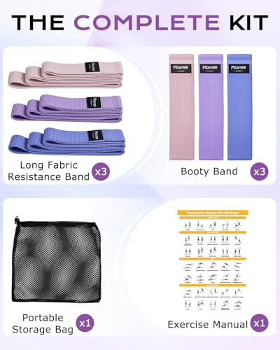 Fitense Fabric Resistance Bands for Working Out - Booty Bands for Women Men with Workout Bands Guide, Exercise Bands Resis...
