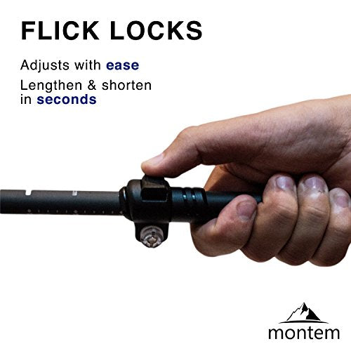Montem Ultra Light 100% Carbon Fiber Trekking, Walking, and Hiking Poles - One Pair (2 Poles) - Ultra Light, Quick Lockin...