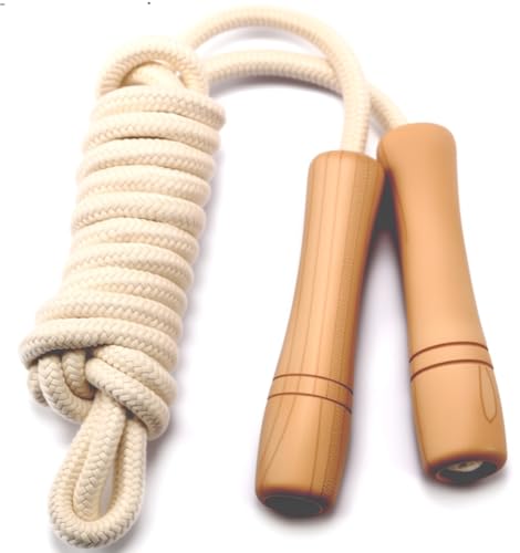 Homello Jump Rope for Kids - Wooden Handle - Adjustable Cotton Braided Fitness Skipping Rope for Toddler Fitness Workout E...
