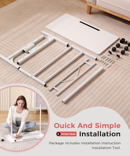 KLSMYHOKI Standing Desk Adjustable Height, Mobile Stand Up Desk with Wheels Small Computer Desk Rolling Desk, Portable Lap...