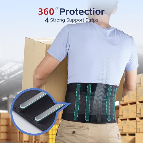 FEATOL Back Brace for Men Lower Back, Lumbar Support Belt- Back Pain, Adjustable Support Straps with Removable Lumbar Pad ...