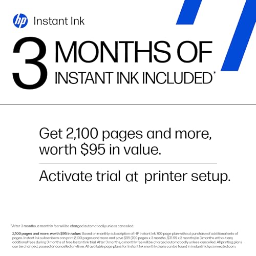 HP DeskJet 2827e Wireless All-in-One Color Inkjet Printer, Scanner, Copier, Best-for-Home, 3 Month Instant Ink Trial Inclu...