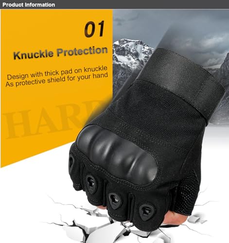 SUJAYU Outdoor Men's Knuckle Protection Workout Training Fingerless Gloves