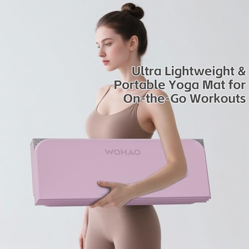 WOHAO 7-Fold Yoga Mat 70"x24" - 1/2 Inch Thick Folding Exercise Mat, Compact Non-Slip TPE Mat for Travel, Storage, Yoga & ...