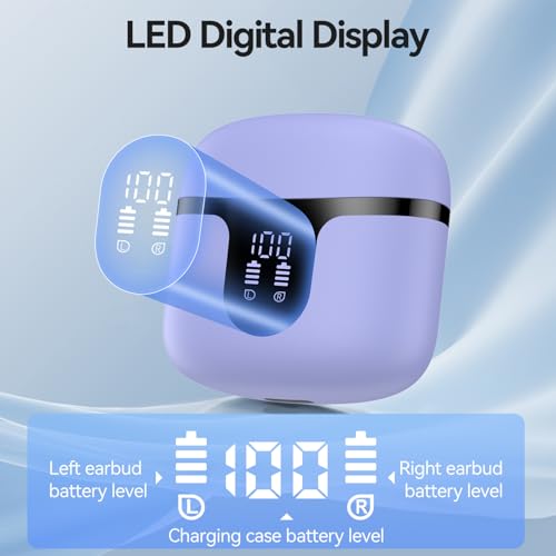 BHNYBWUL Wireless Earbuds, Bluetooth Headphones 5.4 Stereo 50 Hour Playback Ear Buds with LED Display and with ENC Noise C...