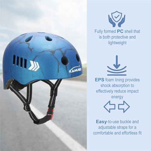 KAMUGO Kids Bike Helmet Set, Toddler Helmet for Ages 2-8 Boys Girls with Sports Protective Gear Set Knee Elbow Wrist Pads ...