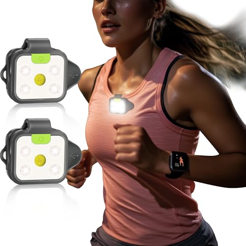HOKOILN Outdoor Night Running Lights, 2Pack LED Running Lights for Runners with Rechargeable Battery for Camping, Hiking, ...