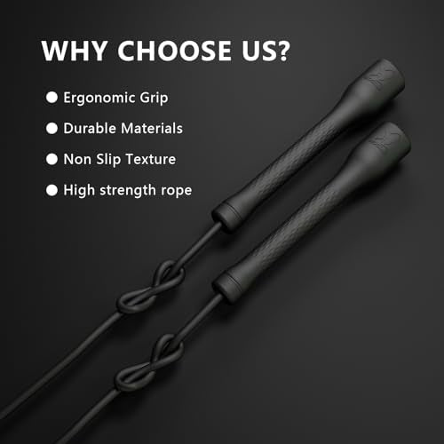 MOGOLD Workout Jump Rope,5mm PVC Jump Rope,Adjustable Length with Shatterproof Handles, Ideal for Beginners & Advanced Ath...