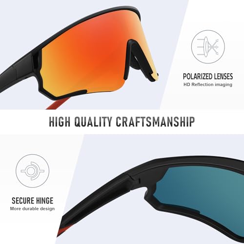Ofwin Polarized Sports Sunglasses for Men Women UV Protection Cycling Bike Running Wrap Around Sun Glasses