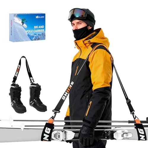 Mellbree Ski Strap, Skis and Poles Carrier for Easy Transportation of Your Clipstick Skiing Accessory/Pole/Skimate/Boot, S...