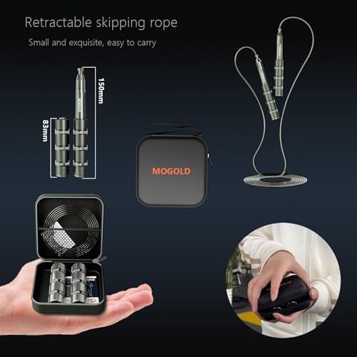 MOGOLD Speed Jump Rope - Tangle-Free Foldable Grip Skipping Rope for Fitness, Boxing & Cardio - Durable PVC Cable for Men ...