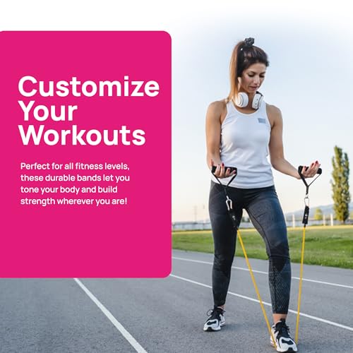 INEVIFIT Resistance Band Set, 150 LBS Stackable Workout Bands for Strength Training, Yoga, Pilates, and Full Body Workout,...