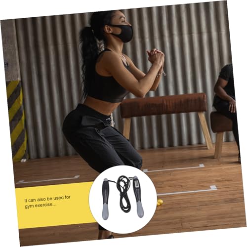 HANABASS Electronic Counting Jump Rope for Adults, Steel Wire Fitness Skipping Rope with Digital Counter, Black-Grey Long ...