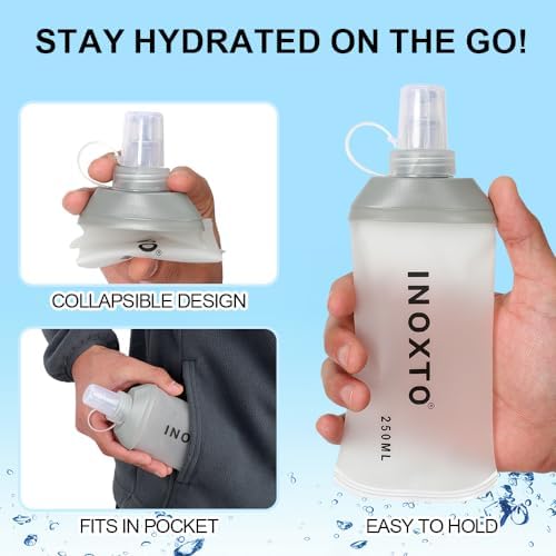 INOXTO Running Hydration Vest ,Lightweight Insulated Pack with 250ml Soft Flask Daypack for Hiking Trail Running Cycling R...