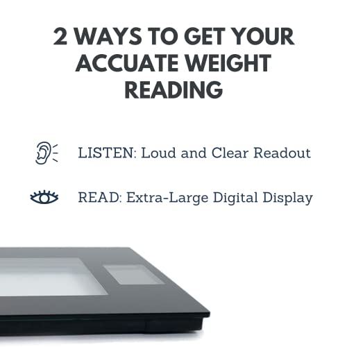 Extra Wide Glass Talking Digital Scale | The Bathroom Scale That Talks | Accurate Visual & Voice Display Digital Scale for...