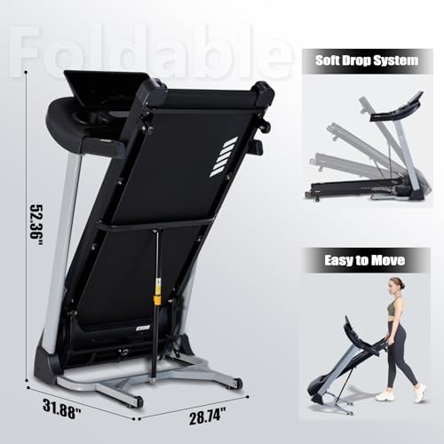 Incline Treadmills for Home, Treadmill with 18% Auto Incline, Heavy Duty 400LBS Capacity, Running Machine with 18.90" Wide...