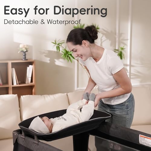 Pamo Babe Pack and Play 4 in 1 Playard Portable Playard Foldable Playpen for Baby and Toddler Portable Crib Mattress Diape...