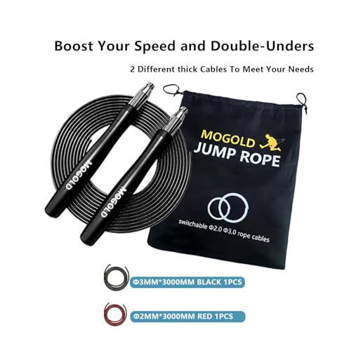 Mogold Speed Ropes Jump Rope For Men/Women- Premium Quality Tangle-Free - Self-Locking Screw-Free Design - Speed Ropes for...
