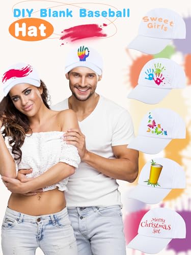 SGBETTER 40 Pcs DIY Painting Baseball Caps Adjustable Baseball Hats Plain Blank Cap for Adult Kids Outdoor Sports