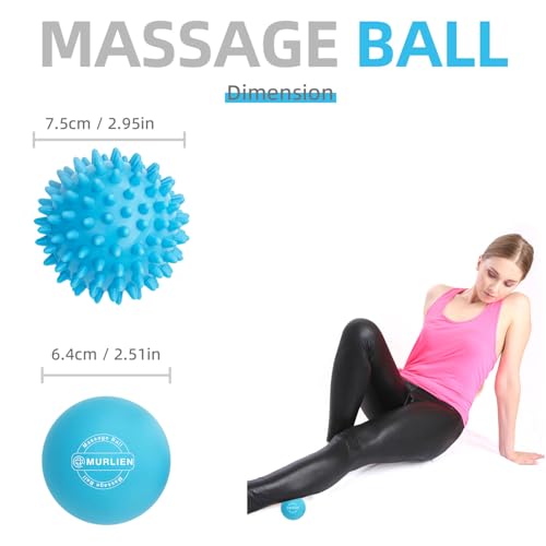 MURLIEN Massage Ball Set, Spiky Ball & Lacrosse Ball for Body Massage, Muscle Relief, Deep Tissue, Myofascial Release, Mas...