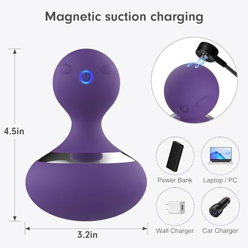 MANFLY Cordless Electric Massage Ball with 10 Powerful Vibrations, Rechargeable Handheld Massager (Purple)