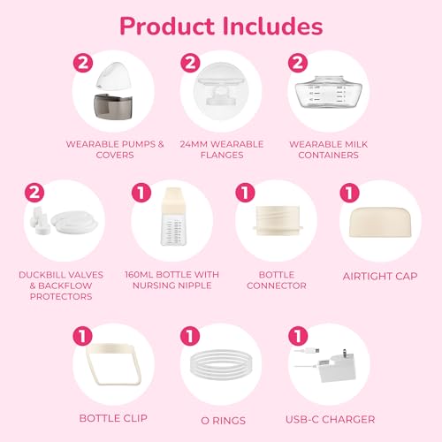 Spectra Baby Spectra Premier Wearable Breast Pump - Hands-Free Portable Breast Pump - Wireless - Comes with 24mm Flanges, ...