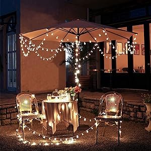 Ghustar Battery Operated Led Globe String Lights, 52Ft 120Leds, Warm White, 8 Modes, Waterproof, Remote For Home & Party Decor