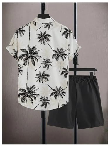 COZYEASE Men's 2 Piece Hawaiian Outfits Short Sleeve Button Down Shirt and Shorts Set Beach Tracksuits