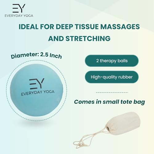 Everyday Yoga Massage Therapy Ball Set 2.5 Inch - Yoga Gear for Deep Tissue Massage, Muscle Recovery & Stress Relief, Rubb...