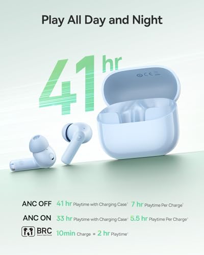 Baseus Bass BP1 NC Hybrid Active Noise Cancelling Wireless Earbuds, 12mm Super-Bass Driver, 41H Playtime, Bluetooth 6.0, I...