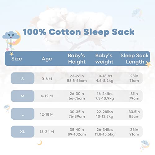 Yoofoss Baby Sleep Sack 6-12 Months Wearable Blanket for Babies 100% Organic Cotton 2-Way Zipper TOG 0.5 Toddler Sleeping ...