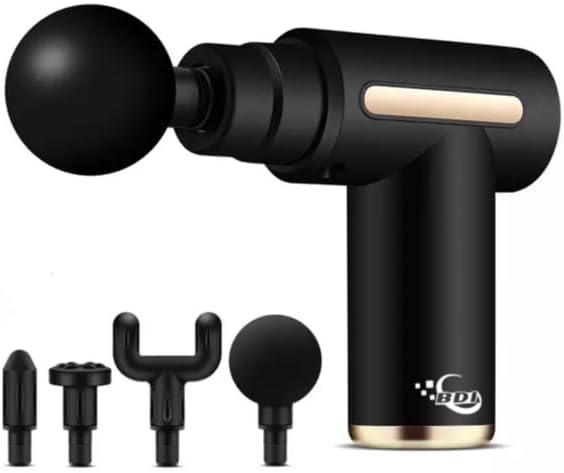 Mini Massage Gun with LCD Display – Deep Tissue Percussion Massager, 6 Speeds, 4 Heads, Super Quiet, Portable Muscle Relie...