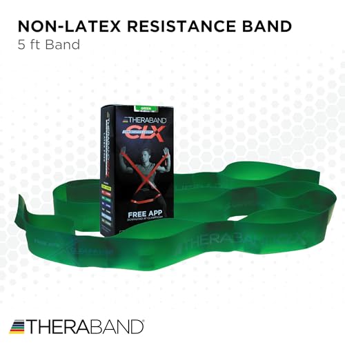 THERABAND CLX Resistance Band with Loops, 5-Foot Non-Latex Exercise Band for Mobility, Rehab, Stretching & Home Workouts, ...