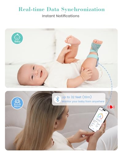 Babytone Baby Sock Monitor, Tracks Real-Time Heart Rate and Movement, with Notification and Sleep Patterns, Smart Baby Mon...
