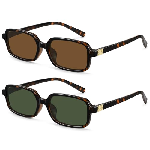 MEETSUN Retro Rectangular Sunglasses for Women Trendy Vintage 90s Small Square Sun Glasses UV Protection