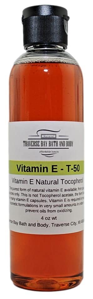 Traverse Bay Bath and Body Vitamin E - T-50, 4 oz Natural Vitamin E, Soap Making supply's. Full Spectrum Tocopherol