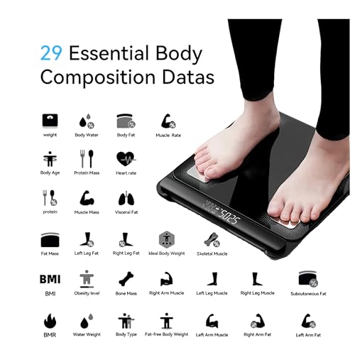 Body Fat Scale with Handles, 8-Electrode Smart Body Composition Scale for Home Use, Segmental Body Analysis, Sync with App...