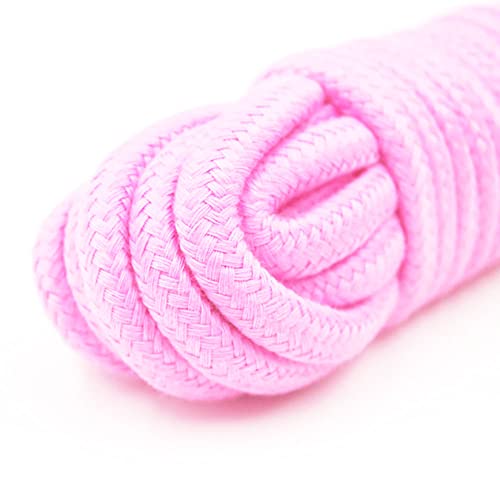 picoggo Soft Cotton Rope, 32 feet / 10m Rope, 8mm Thick, Soft Rope, Long Rope, Soft Tying Rope (Pink+Pink)
