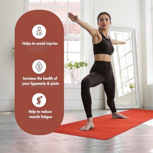 Thick Yoga Mat for Exercise & Pilates – Non Slip Yoga Mats with Strap, Extra Wide Gym Matt for Home, Lightweight & Durable...