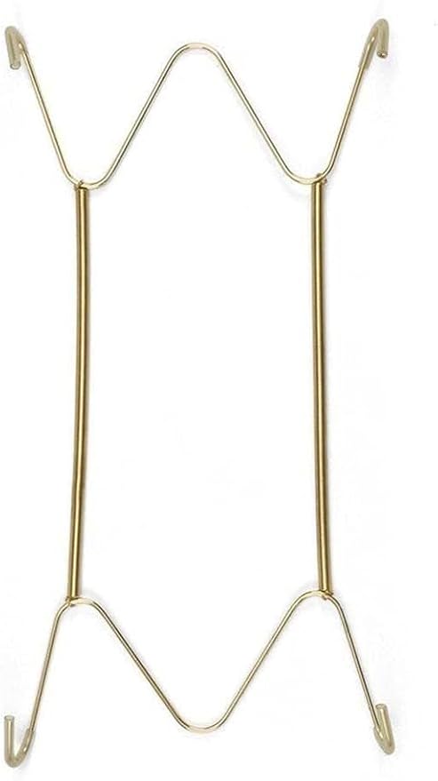 Gold Plate Dish Hanger Dismountable Wall Display Securing Clip W Type Dish Spring Holder Invisible Hook Home Decor Vertical Plate Holders (14 Inch)