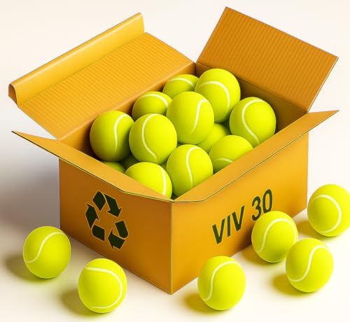 VIV Advanced Tennis Balls Bulk, 30/50/100+ Pack Practice Balls Pressure Bouncing 53in High Durable, Official Size Pet Dog ...