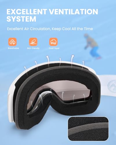 OutdoorMaster Kids Ski Goggles OTG Snowboard Goggles with 100% UV Protection Kids Snow Goggles for Boys Girls Toddler