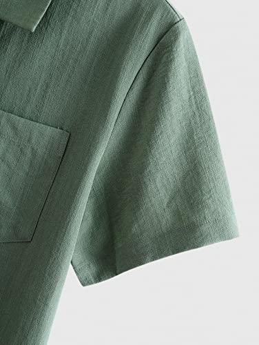 ZAFUL Men's Casual Button-Down Shirts Short Sleeve Striped Dress Shirts Button Down Tops
